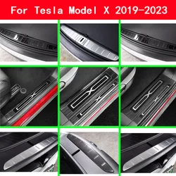 For Tesla Model X 2019 2020 2021 2022-2023 Door Sill Scuff Plate Cover Rear Bumper Pedal Threshold Trim Trunk Strip Accessories