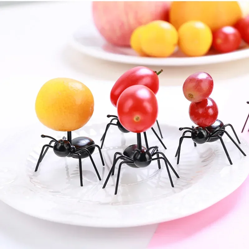 12pcs/se Ants Toothpick Food Fruit Picks Decoration Ant Shape Forks Snack Cake Dessert Tableware  Kitchen Dinner Fruit Pick