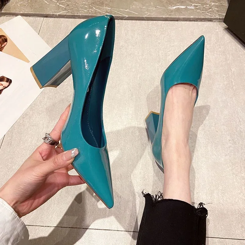 Buty damskie Pointed Toe Sexy Super High Heel Shallow Ladies Footwear Office Square Heels on Offer Chic Point Comfortable A E