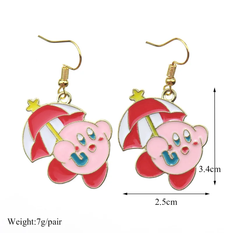 Kirby Cute Anime Earring Women Fashion Alloy Earrings Cartoon Creativity Jewelry Pendant Girl Simpl Hip Hop Ear Hook Accessories