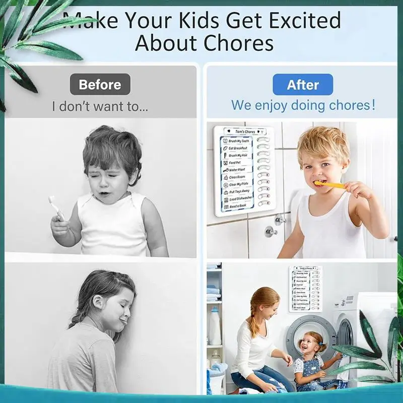 YSS-2X Erasable Chore Chart For Kids To Do List Routine Task Planning Board With Magnetic Stickers Refrigerator Magnet