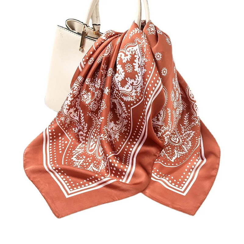 /1 개 70X70 유럽과 미국의 뜨거운 판매 빈티지 페이즐리 작은 캐슈 꽃 새틴 스퀘어 실크 스카프