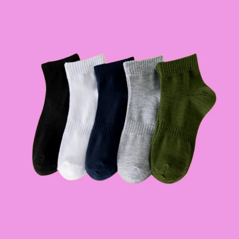 

5/10 Pairs High Quality Comfortable Mid-tube Socks Cotton Four Seasons Low-tube Solid Color Casual Boat Socks Couple Socks