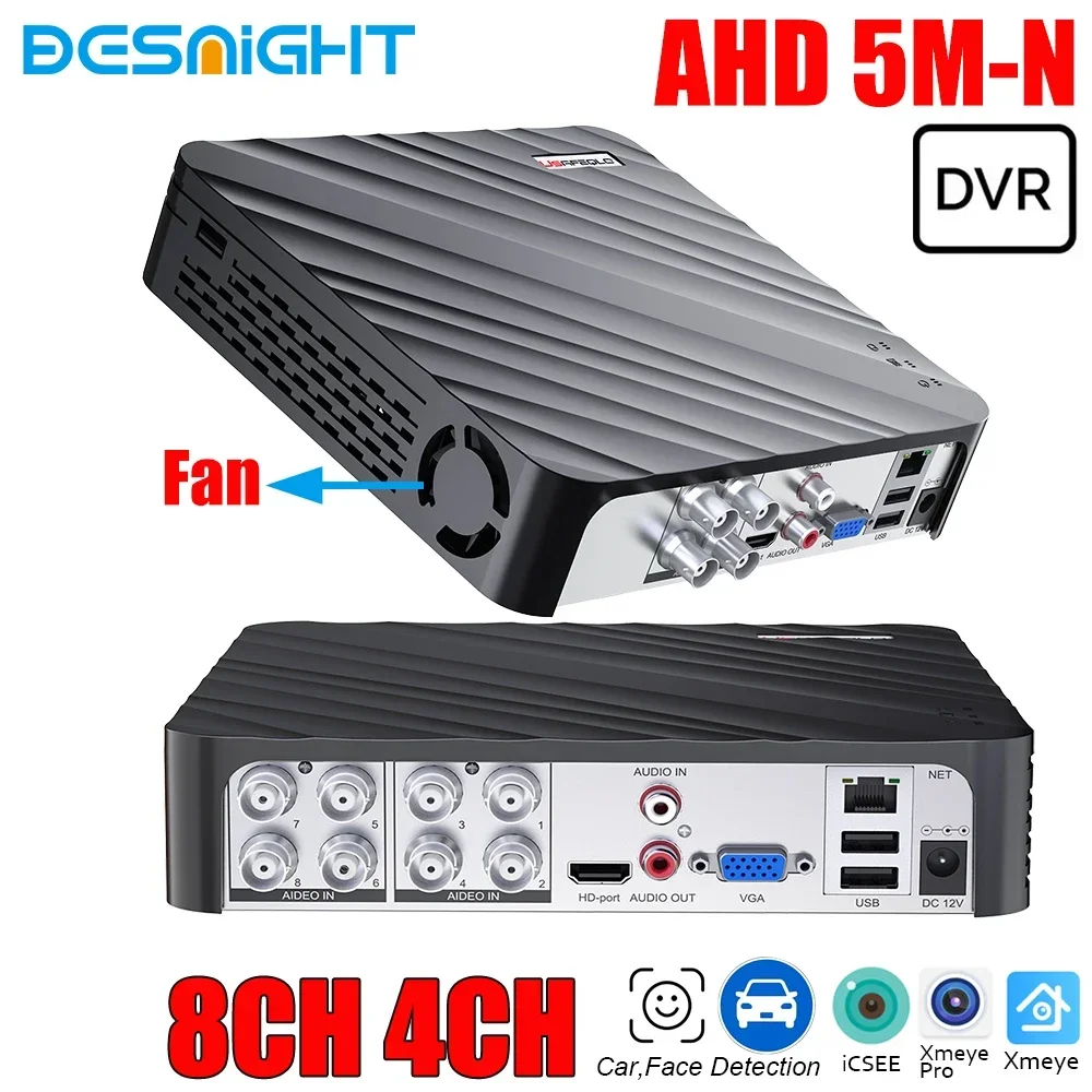 USAFEQLO CCTV DVR Hybrid 4CH 8CH 5M-N 6 IN 1 AHD CVI TVI CVBS 1080N Security DVR NVR For AHD IP Camera Analog Camera XMEYE Pro