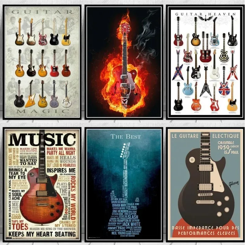 Notation Guitar Poster Print Canvas Collection Music Print Art Wall Picture Living Room Home Club Bar Decoration