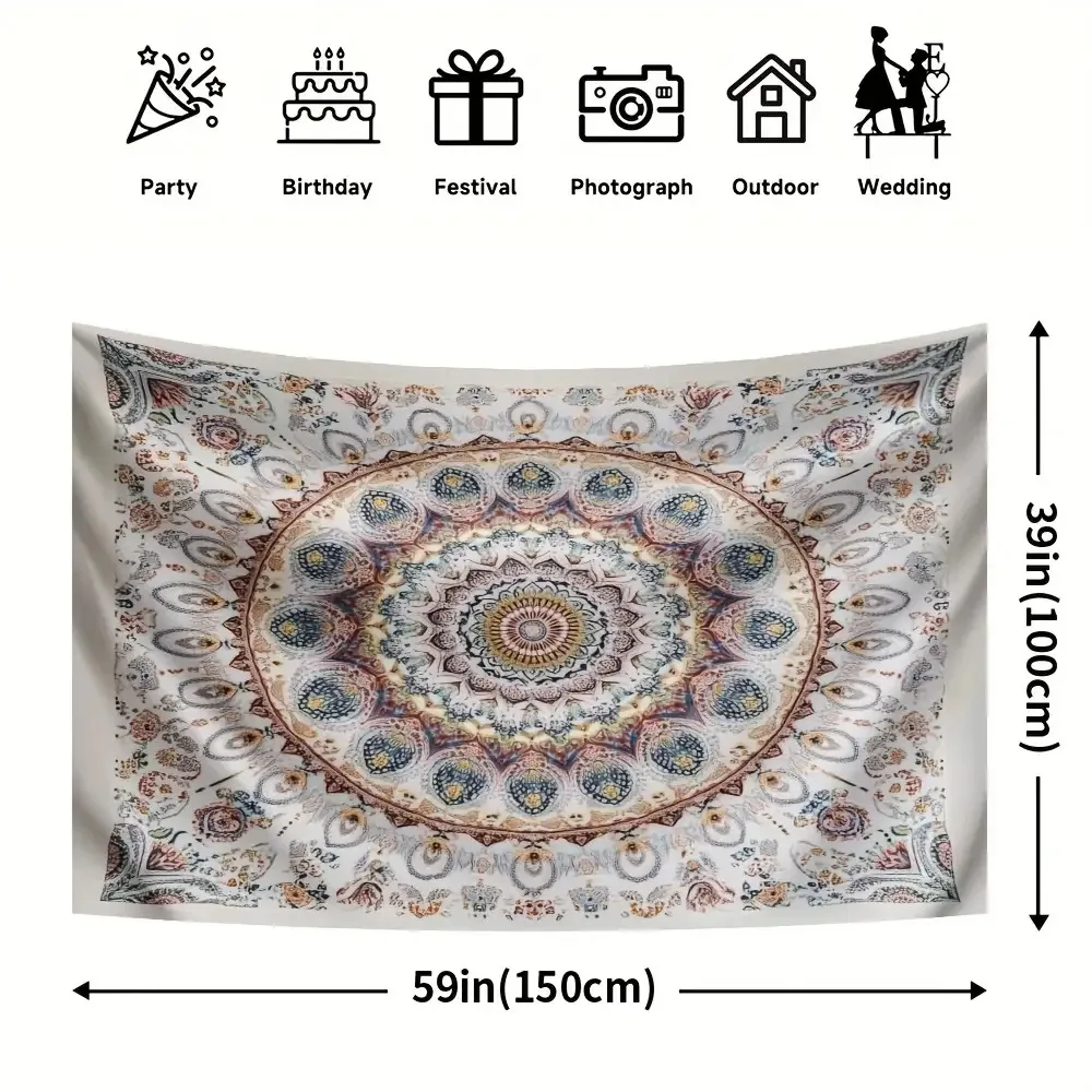 Bohemian Mandala Tapestry Wall Hanging Large Ethnic Boho Decor Art for Living Room Bedroom 150x300cm