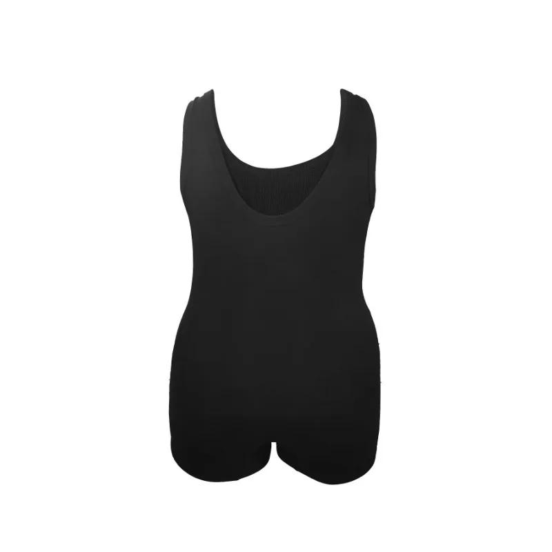 Plus Size 1XL-5XL Women's New Casual Ribbed Square Neck Sports and Comfortable Sleeveless Jumpsuit