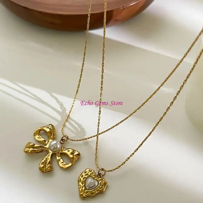 Love Heart/Bowknot قابلة للتعديل قلادة قلادة من الفولاذ المقاوم للصدأ هدية للنساء أزياء الملحقات C71A