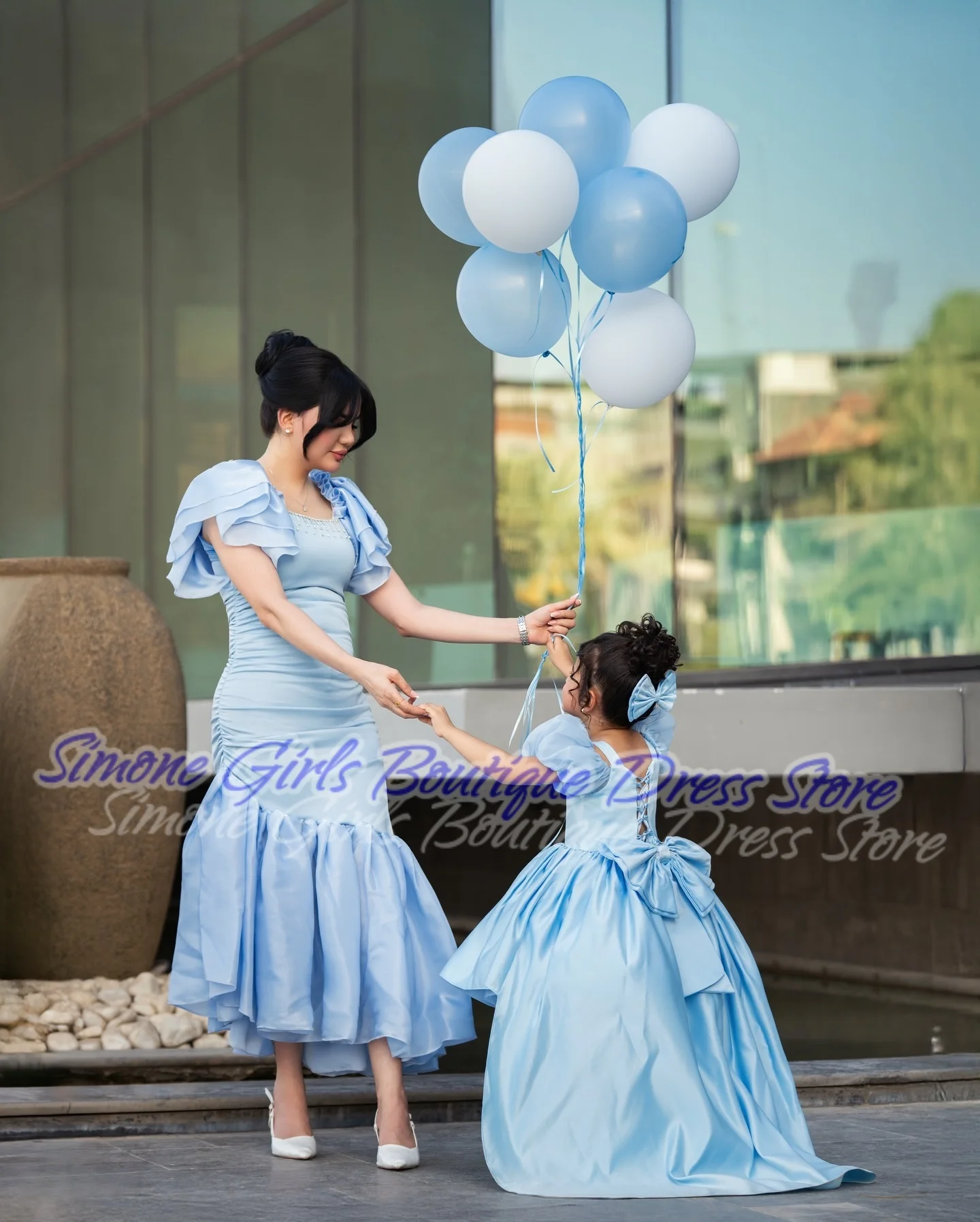 Vestido de princesa azul con mangas abullonadas, vestido de niña de flores para fiesta de cumpleaños, recuerdos formales, ceremonias de boda, actuaciones de baile