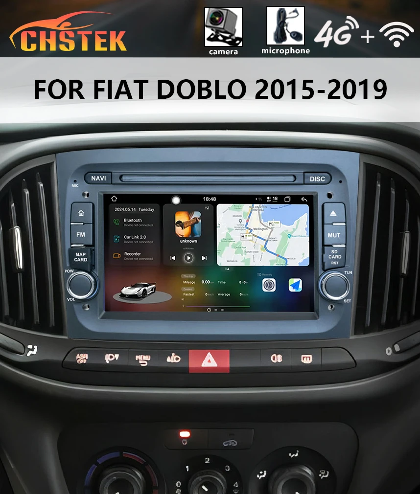 CHSTEK Car Radio For Fiat Doblo Ram Promaster City 2015-2019 Navigation Multimedia Carplay Bluetooth Android GPS 4G WIFI Stereo