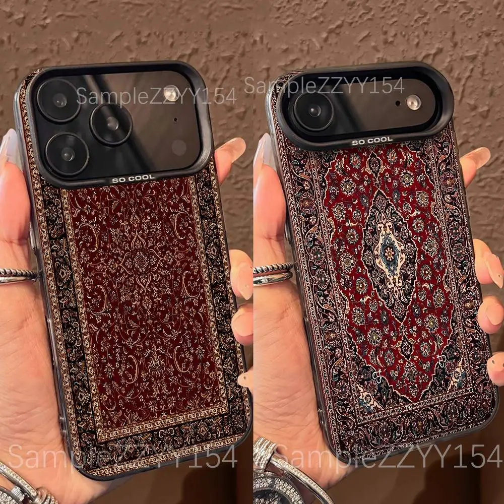 

Persian Carpet Floral Pattern Phone Case For iPhone 17,16,15,14,13,12,X,8,Pro,Max,Plus,E,SE4,Air,Mini Black IMD Matte