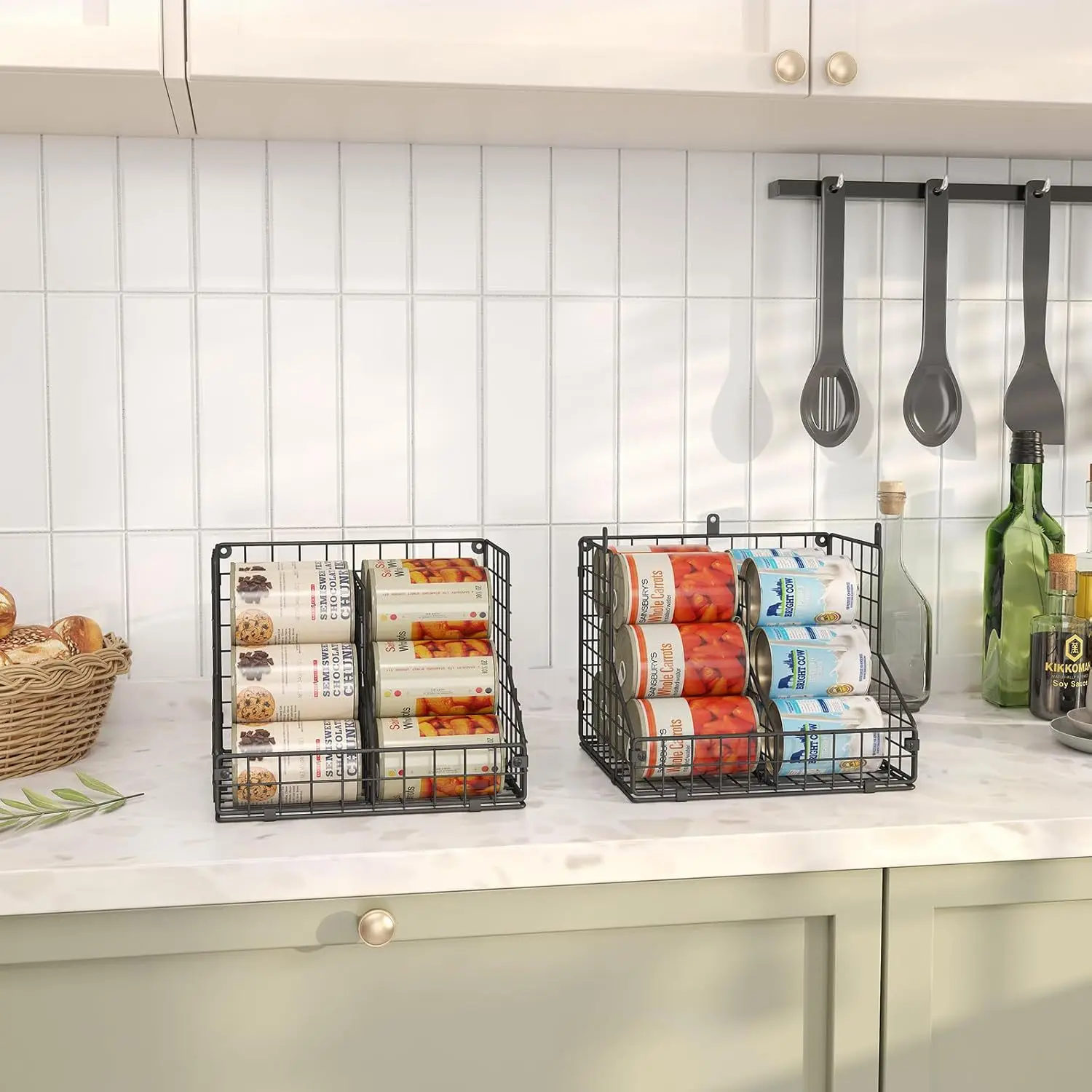 Cross-border  wrought iron kitchen canned storage rack household multi-functional storage basket fruit and vegetable