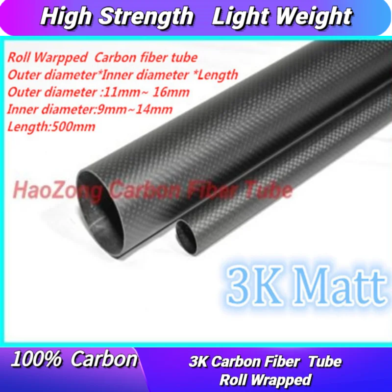 3k Carbon Fiber Tube OD 11~20mm Length 500mmHigh Strength Factory Supply Directly