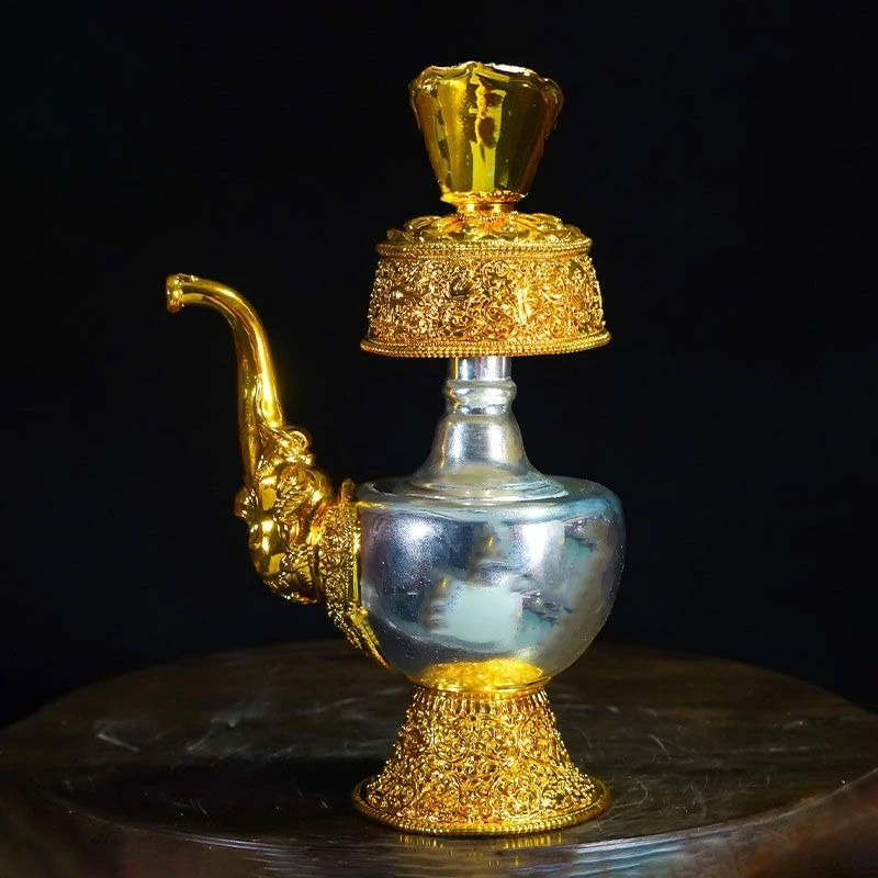 

Copper gilt bottle, home living room eight auspicious engraved water bottle ornament