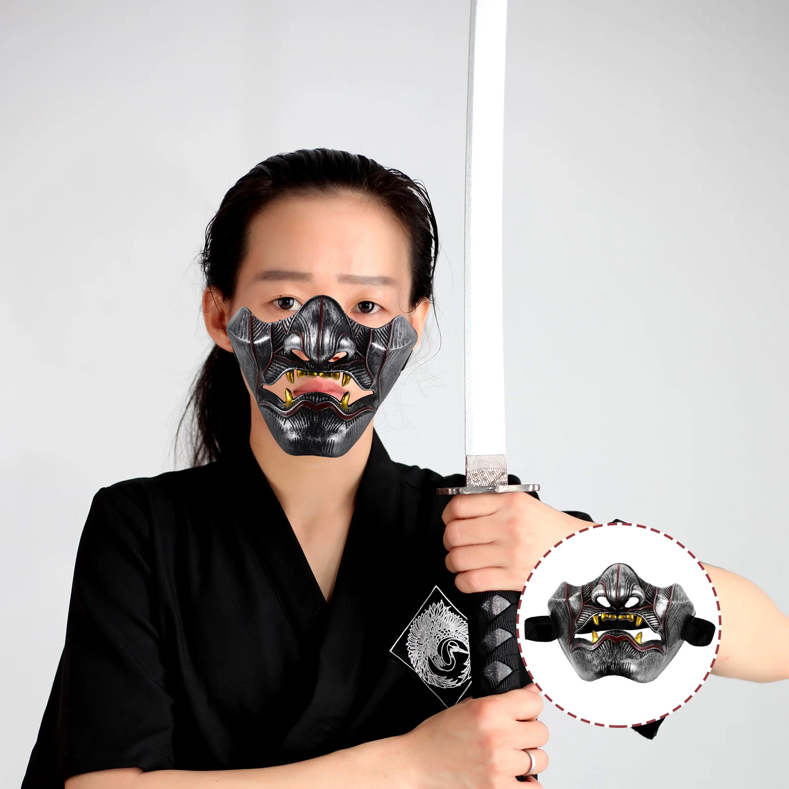 Maschera Cosplay giapponese Plastica Uomo Donna Puntelli per feste Divertente elastico B Dettaglio Accessori per il trucco dal design luminoso di lunga durata