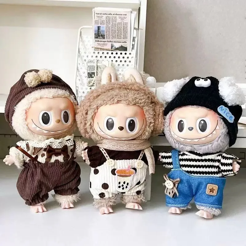 Mini Plush Doll'S Clothes Outfit Accessories For Korea Kpop Exo 15-17cm Labubu Idol British retro gentleman set Clothing Gift