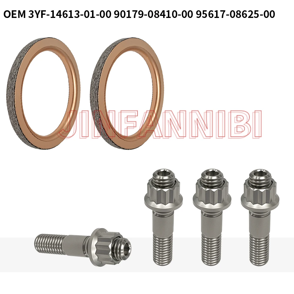 Ti Titanium Manifold Studs & Gaskets Kit for Yamaha Rhino 660 YXR660 2004 2005 2006 2007
