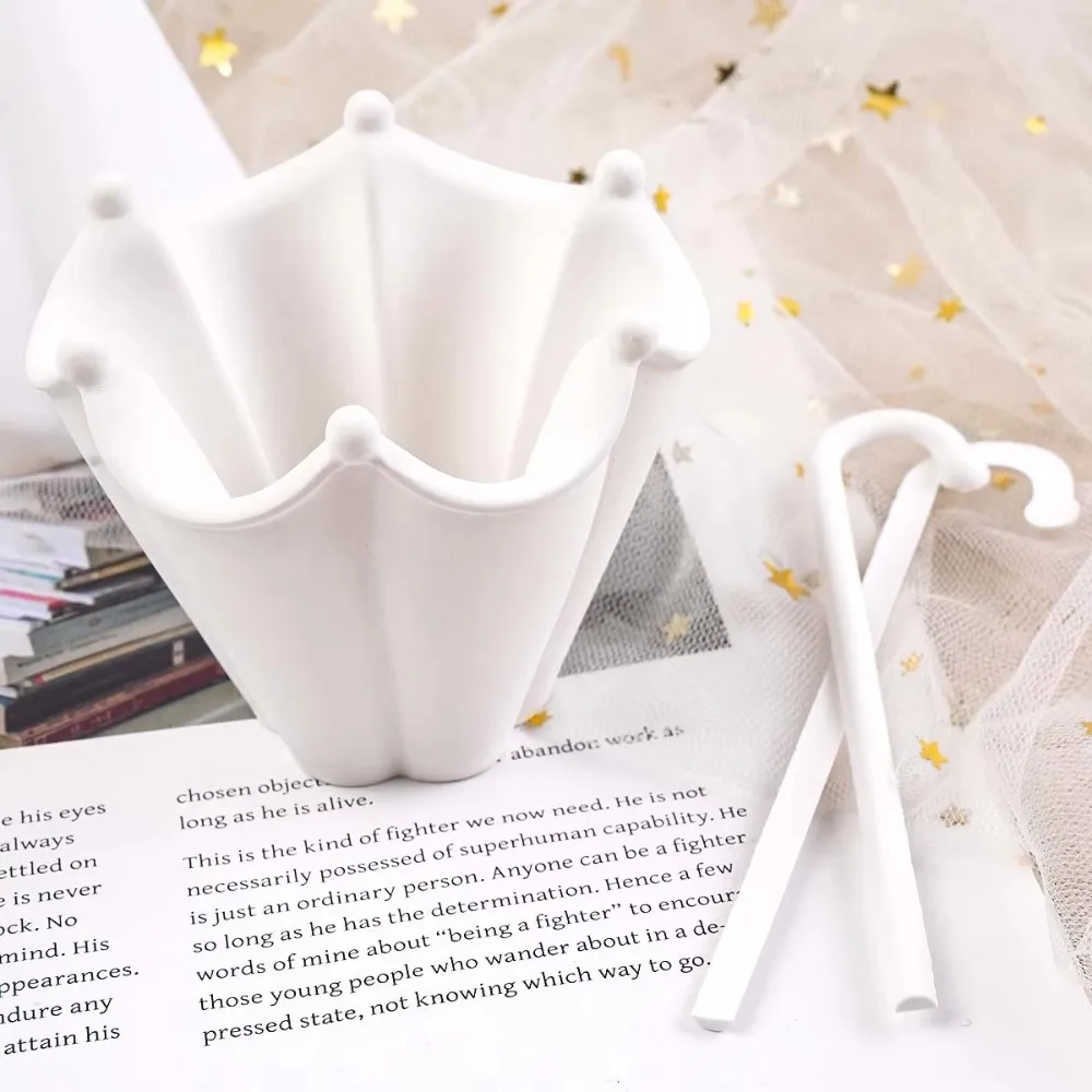 Multi-functional Silicone Umbrella Shape Candle Cup Mold Flexible 3D Umbrella Ornament Mold DIY Non-stick Plaster Mold Wax