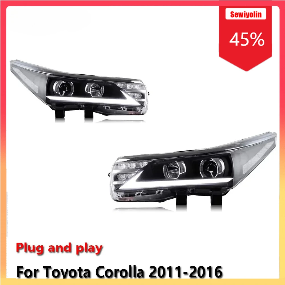 

Car LED Headlight Automobile Parts For Toyota Corolla 2011-2016 Fog DRL Brake Turn Signal Lamp Plug and Play