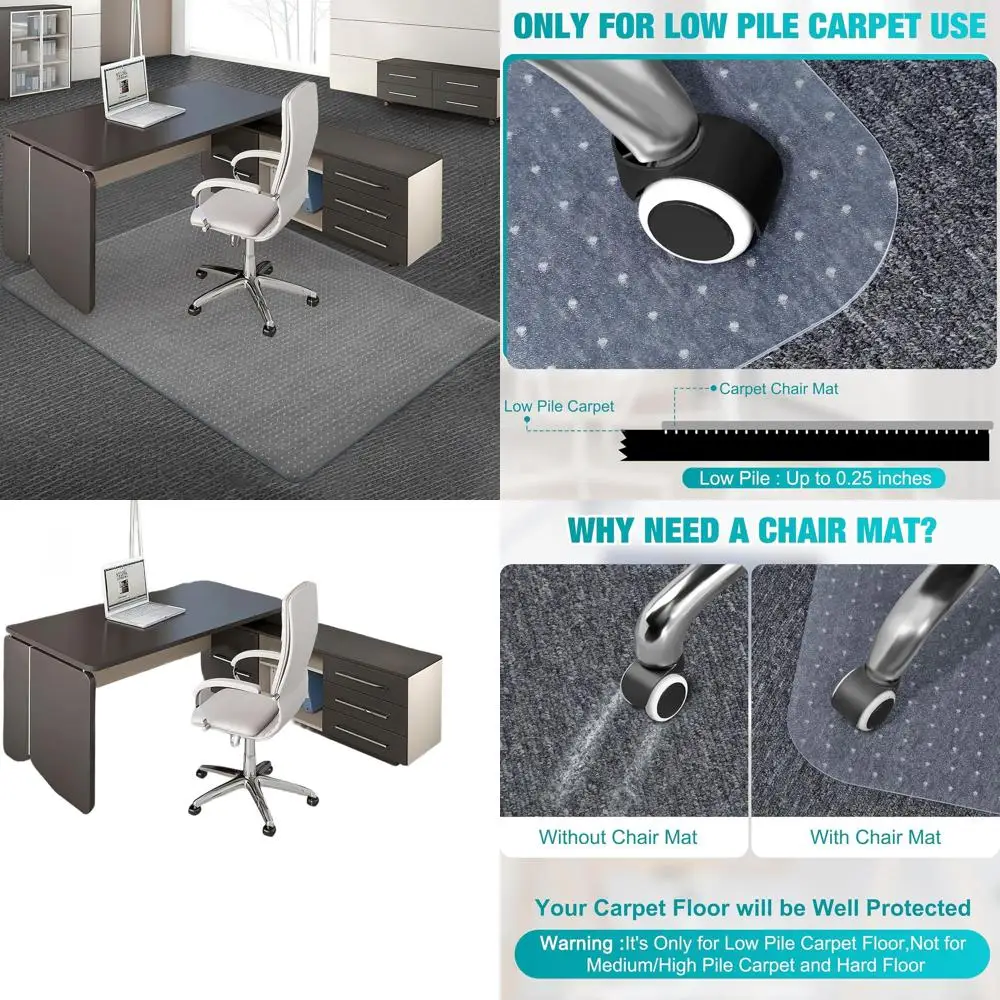 

Коврик для офисного стула для ковровых полов, большой коврик для настольного стула 44 x 58 дюймов для низких ковров, жесткая защита для ковров премиум-класса для
