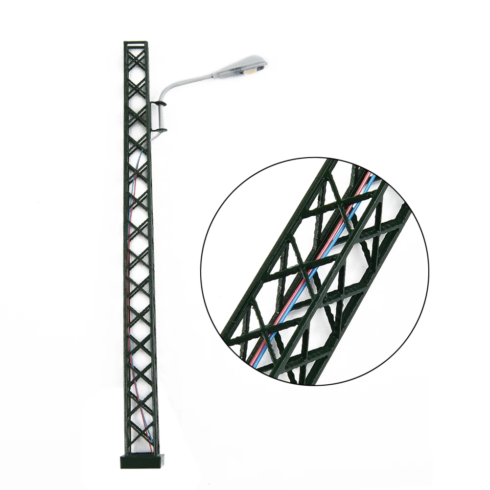 Luz LED para modelo ferroviário, mastro treliça, calibre H0, layout de luz, modelo, lâmpada LED, decoração ferroviária, construção, acessórios de paisagem, 5PCs