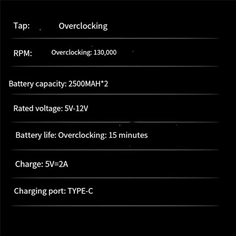 BAAD Handheld Turbo Jet Fan Violent Fan 130000 U/min mit LED-Beleuchtung, 4 Geschwindigkeiten einstellbar, 2500 mAh, für die Autoreinigung