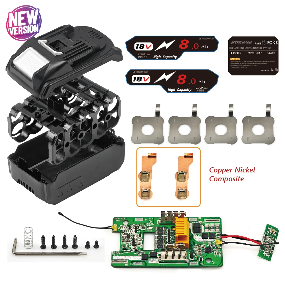 BL1880 Battery Case 10*21700 with Balancing function For Makita 18V DIY BL1860 BL1850 Shell Box With BMS PCB