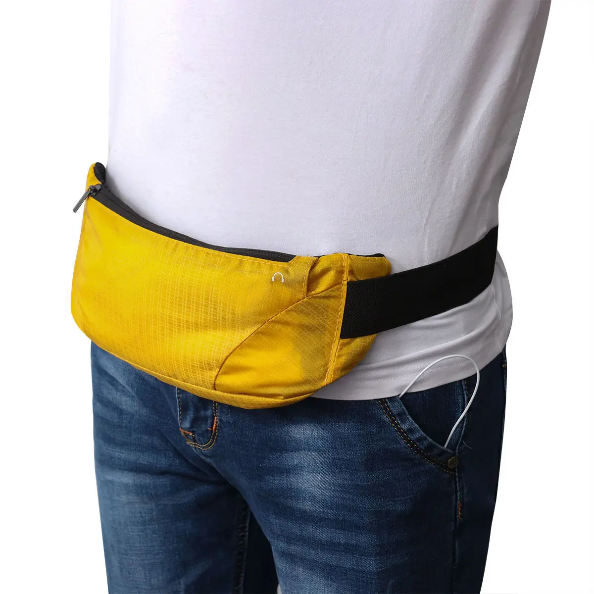 Lightweight Running Waist Bag Yellow High Capacity Waterproof Outdoor Waist Pouch for Travel Hiking Bike Dog Walking