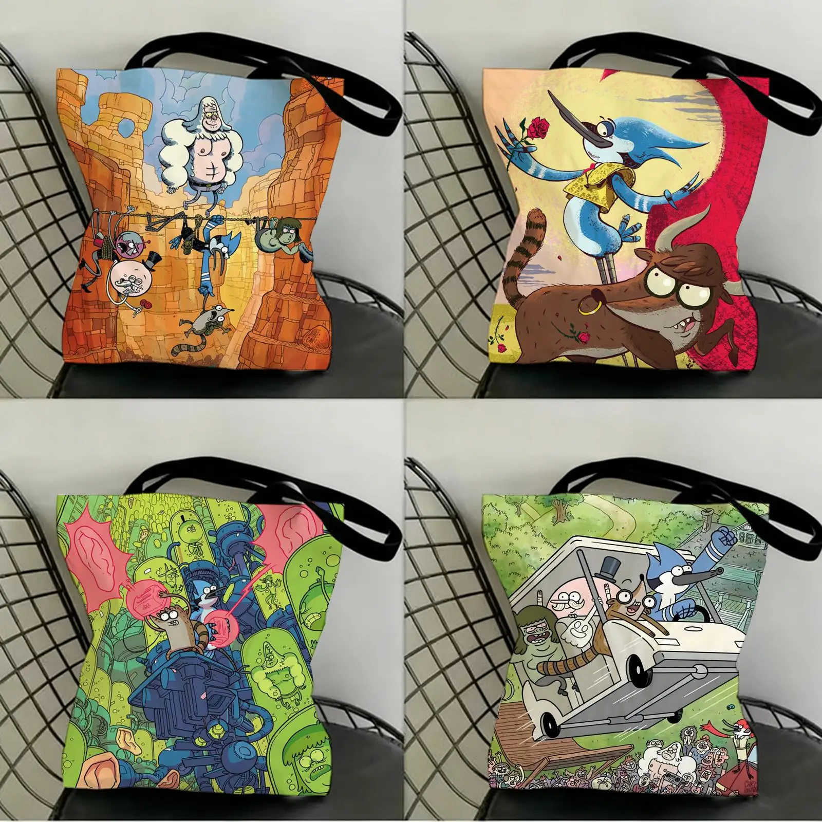 

R-Regular S-Show Storage Bags Canvas Double-Sided Print Shopping Bag Large Capacity Aesthetic Reusable Tote Bag