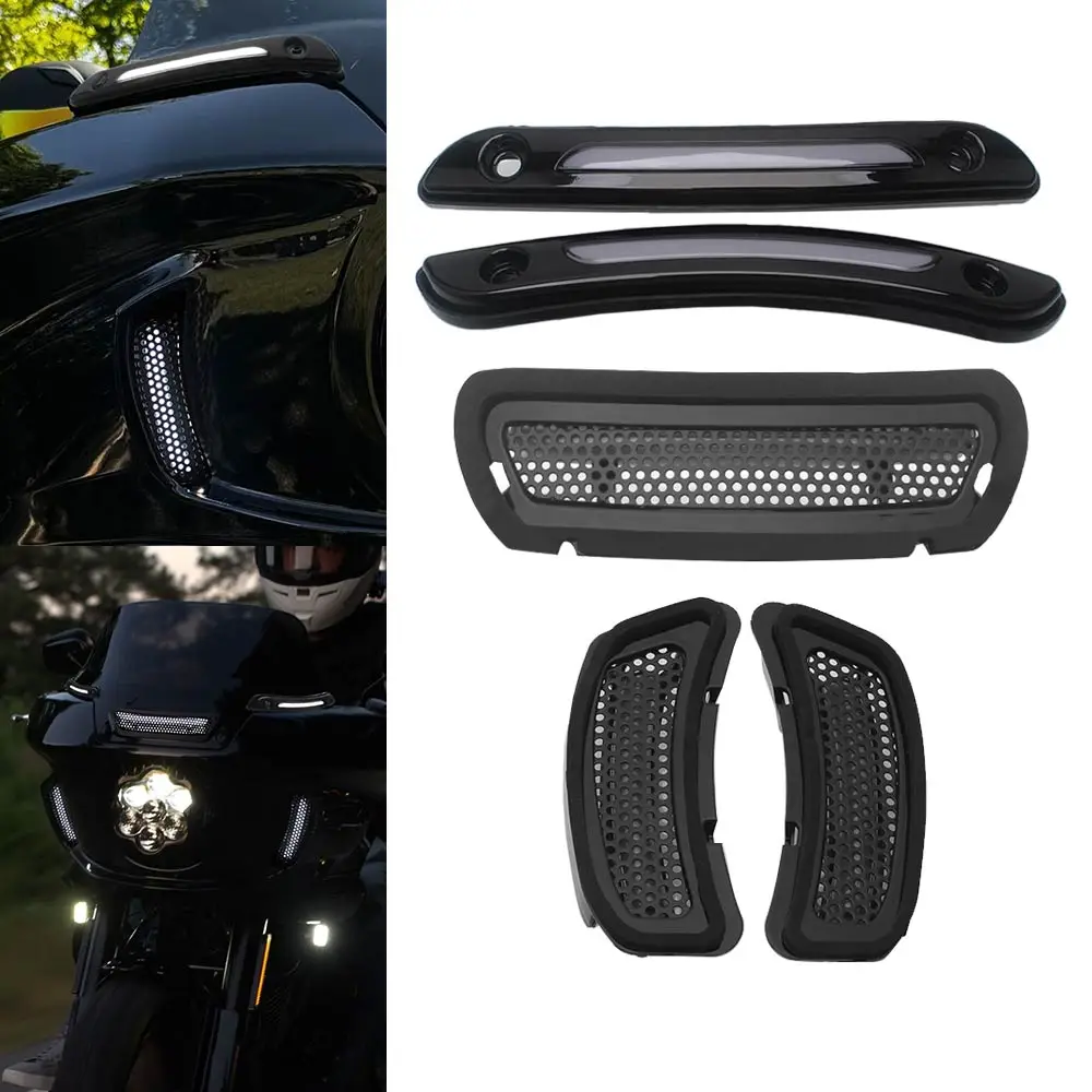 

1 Set Motorcycle Front Fairing Vent Light DRL LED Turn Lamp For Harley Softail Low Rider ST FXLRST 2022-up El Diablo FXRST 2022