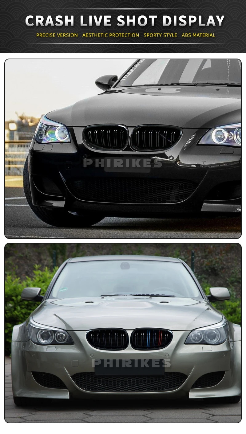 Voor BMW E60 E61 5 Serie M5 2004 2005 2006 2007 2008 2009 2010 Auto Dubbele Slat Front Nieren Grilles