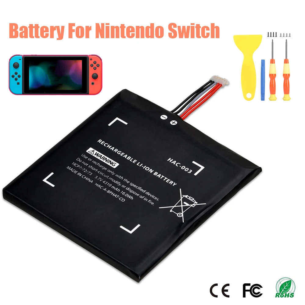 

HAC 003 HAC 001Nintendo Switch Battery, 4310mAh Internal Battery for Nintendo Switch 2017 Game Console With Removal Tool Set