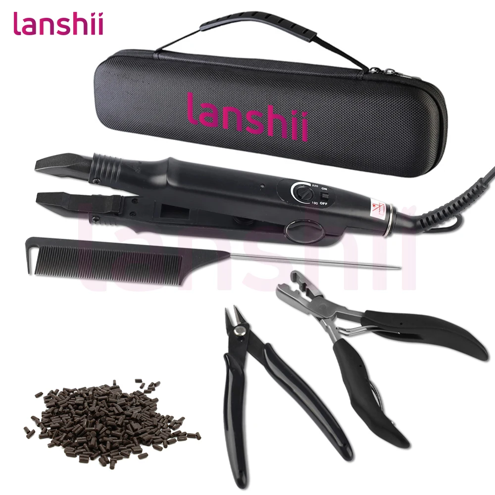 

Набор инструментов для наращивания волос Lanshii Pro Keratin Fusion – термоконнектор, клеевые гранулы, расческа-хвостик, ножницы и аппликаторные щипцы