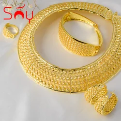 Sunny Jewelry Set Simple Elegant Bridal Wedding Earrings Necklace Bracelet Ring For Women African Statement Anniversary Gift Par