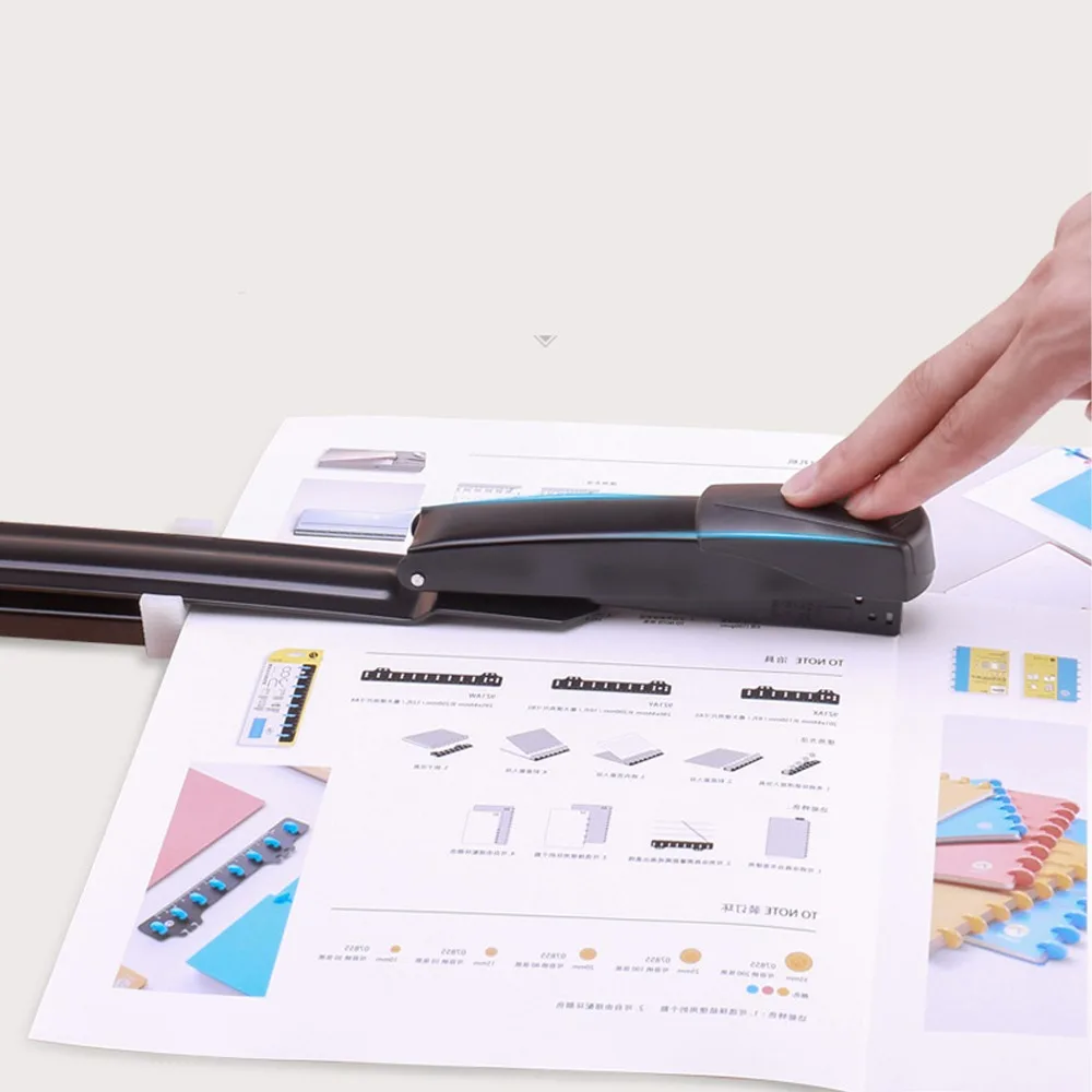 20-sheets-metal-body-long-reach-stapler-adjustable-throat-20-sheet-capacity-booklet-stapler-black-full-strip-desktop-stapler