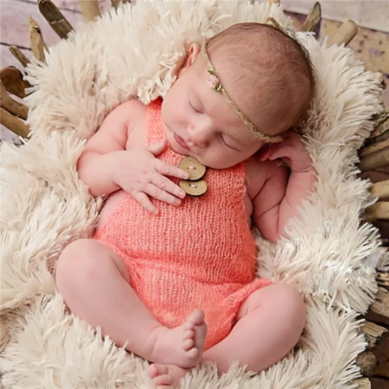 Newborn Photography Romper Soft Mohair Knitted Sleeveless Jumpsuits Pants Baby Photo Props Infant Photoshoot Accessories Clothes