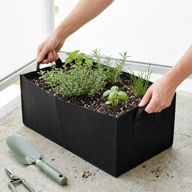 Rectangular Non-woven Felt Planting Bag for Garden Vegetable And Flower Nutrient Growth Bag Eco-friendly Breathable Plant Cultiv