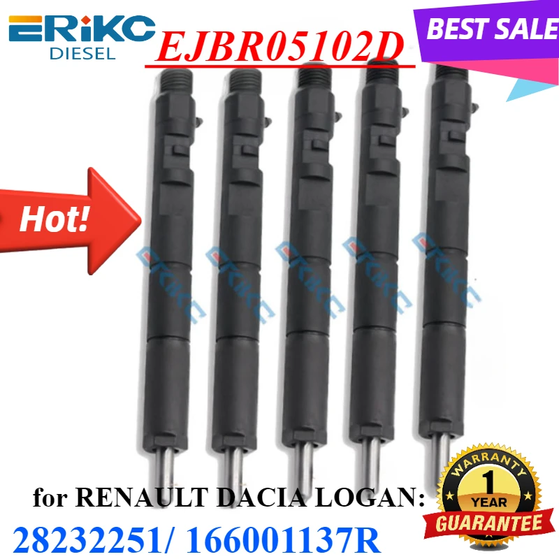 5PCS EJBR05102D Diesel Injector 28232251 Fuel Injection Nozzle 166001137R for Delphi RENAULT DACIA LOGAN EURO 4 0286KE29W87