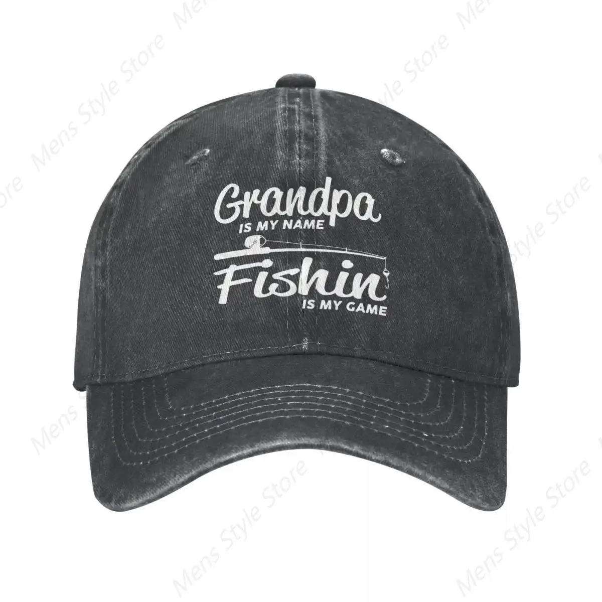 Vintage Fishing Grandpa Baseball Cap Distressed Washed Snapback Cap Trout Bass Grandfather Grandpa Fishermen Outdoor Hats Cap