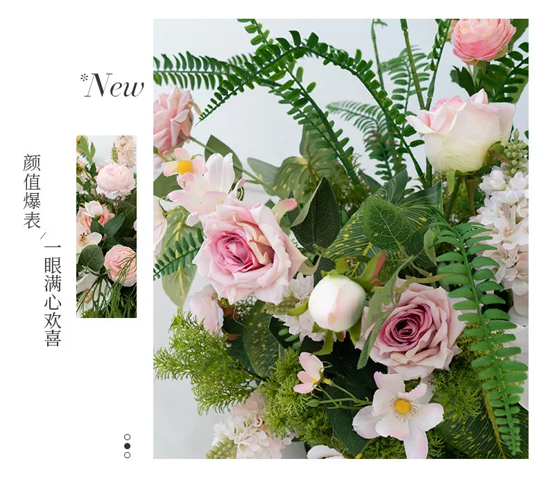 Künstliche grüne Pflanzen, hängende Ranken, Boden-Blumenarrangement, Hochzeits-Hintergrunddekoration, hängende Blumenreihe, Party-Event-Requisiten – Detail 2