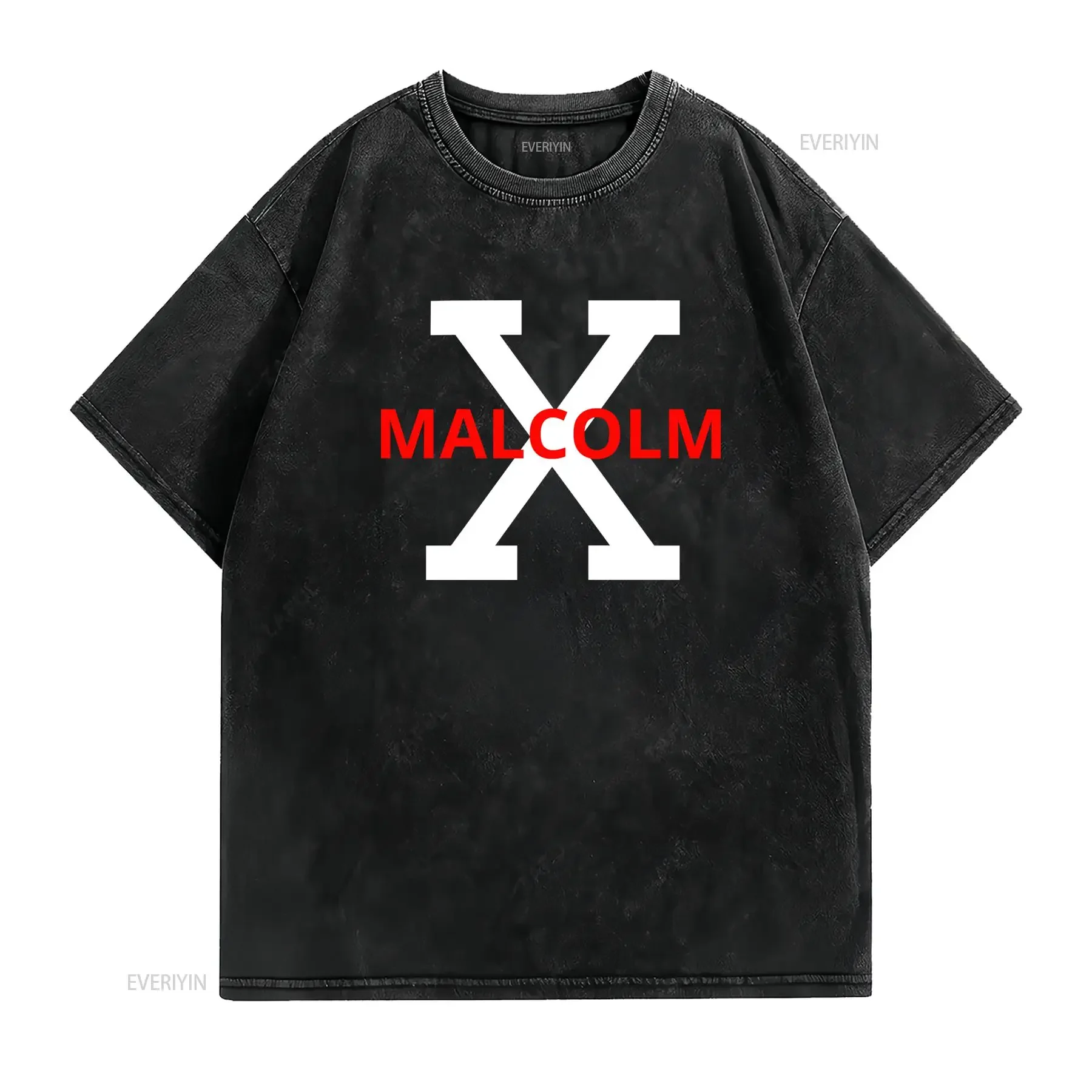 T shirt Malcolm X Symbole Audacieux en Coton vintage Washed graphic Soft Slightly Comfortable Stylish Top For Everyday Wear