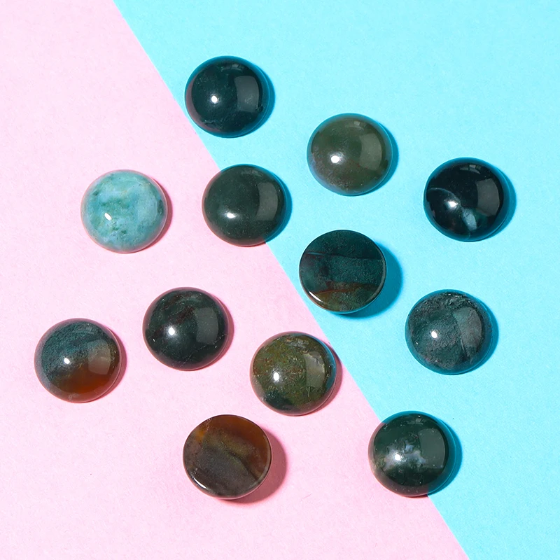 5/10pcs India Agate Stone Cabochon Beads Natural Stone Beads Half of Round  Cabochon Beads Diy Jewelry Necklace Ring Accessories