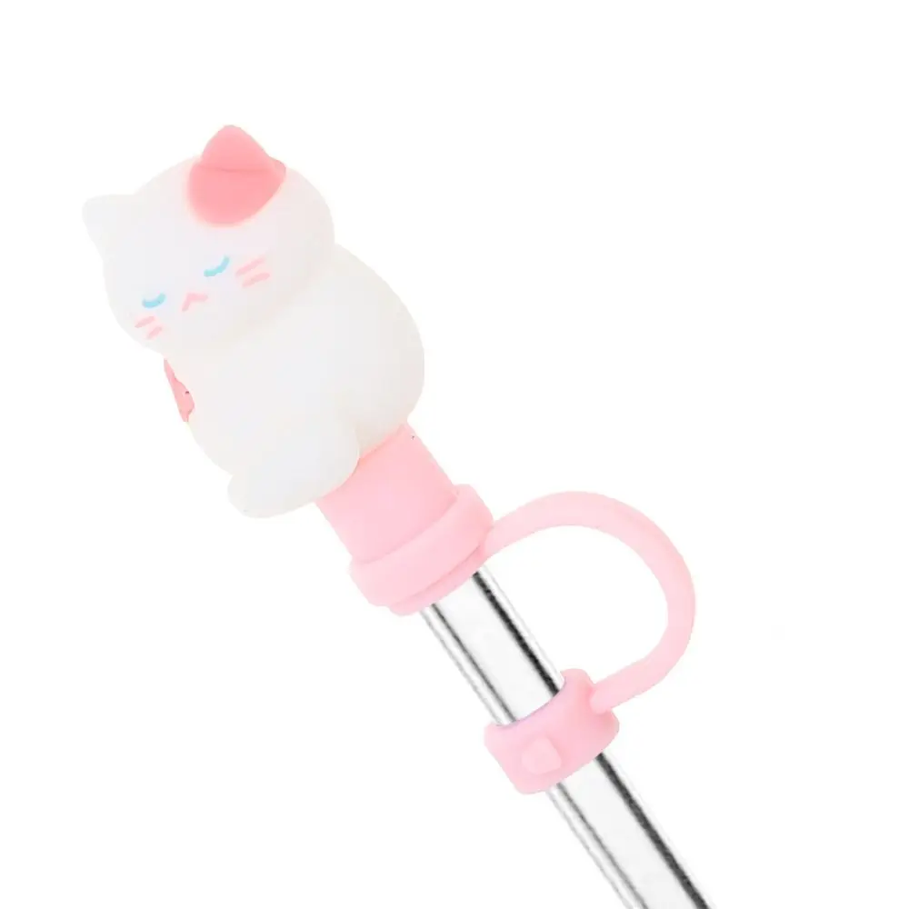 Cartoon Cat Drinking Dust Cap Silicone Straw Cover Splashproof Straw Lid Reusable Drinking Straw Tips Lids Straw Stopper Bottle