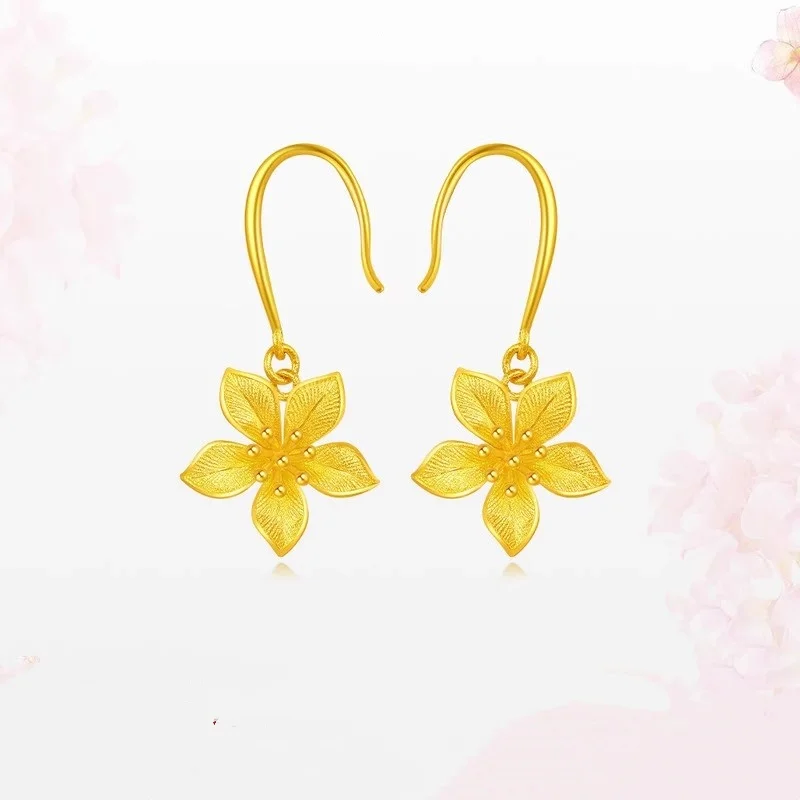 

Модные серьги AU750 Happy Flower Wedding с золотым цветком Yancao, серьги из золота 18 карат, женские серьги с цветочным крючком и матовым цветком