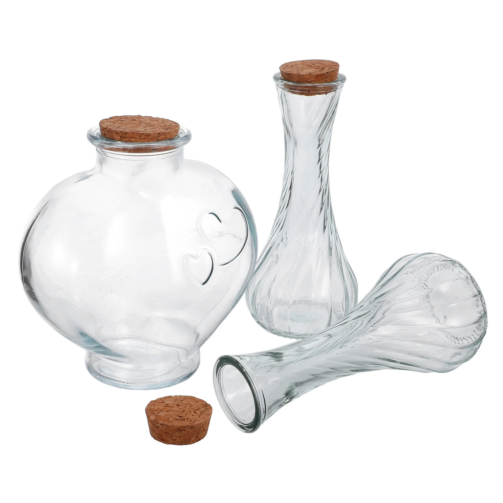 

3Pcs Glass Sand Ceremony Bottles Wedding Keepsake Heart Cork Stopper Jars Unity Symbol Decorative Vials Mini Jars with Cork Lids