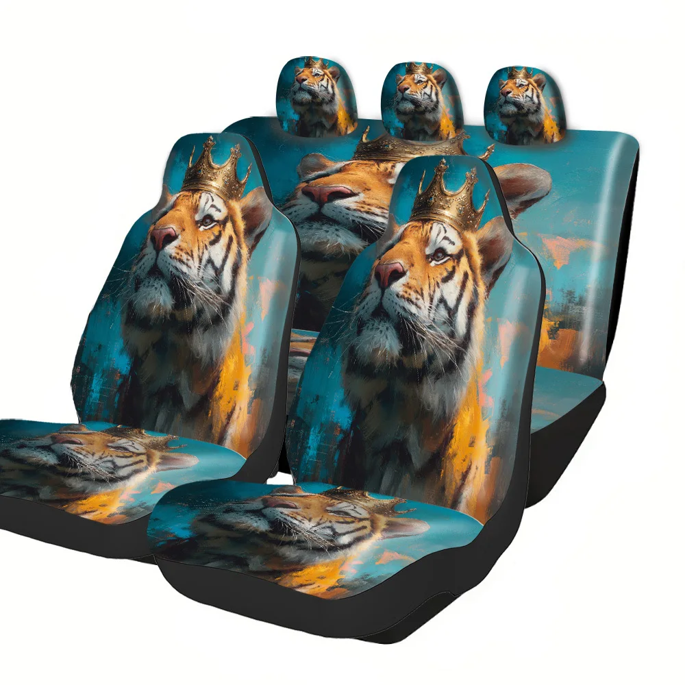 

Car Seat Protectors Featuring A Tiger In A Crown, Perfect For Halloween, Christmas, New Year, And Easter. These Premium Polyeste