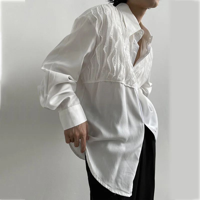 

Autumn 2022 New French Fashion Satin Panel Solid Loose Long Sleeve Shirt Elegant Pleated Style Clothes Blusas Daily Casual