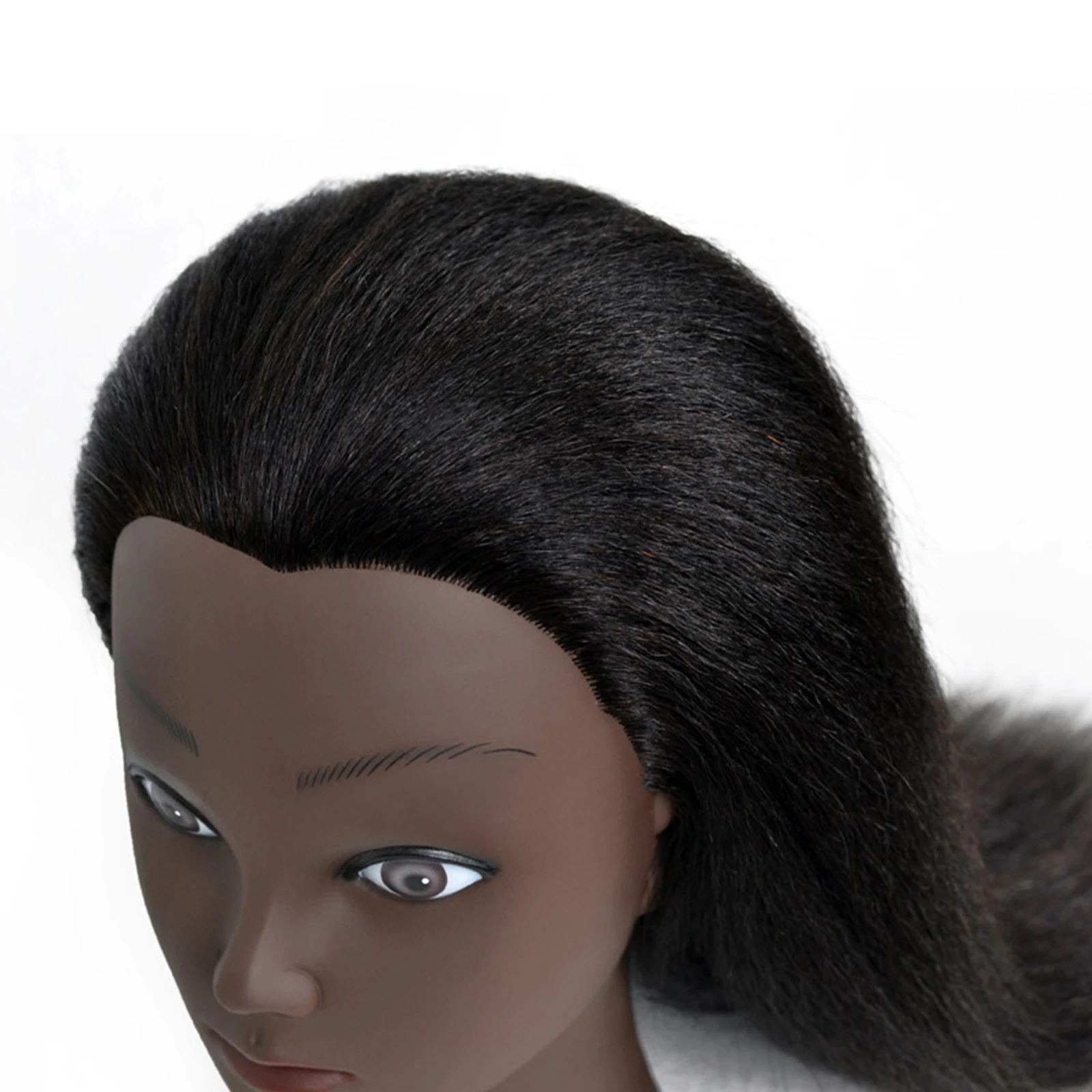 Women Mannequin Head with Human Hair for Braiding Practice Curly Styling Doll Cosmetology School Tool