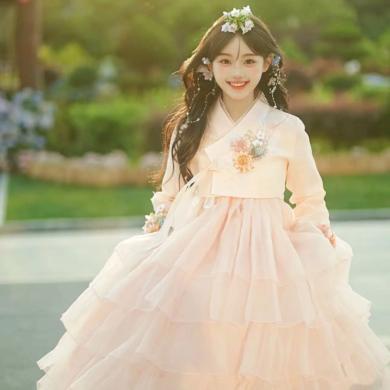 2026 new improved Korean-style elegant loose court hanbok dress women princess gauze 2 piece set dress dance performance costume