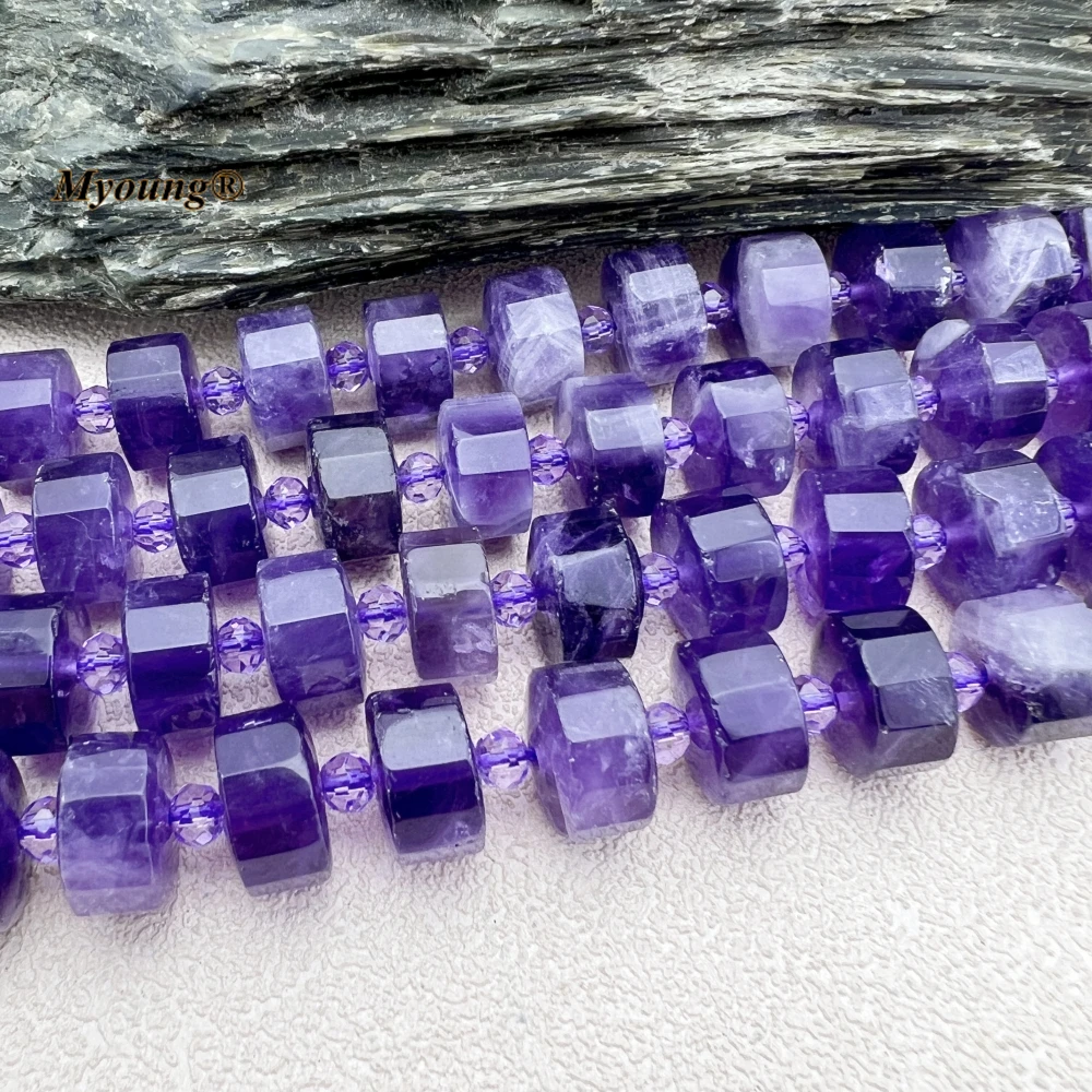 7x12MM Faceted Natural Crystal Amethysts Sunstone Brown Botswana Lace Agates Wheel Nugget Loose Beads For DIY Jewelry Making